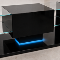 Table basse noire avec étagères en verre et éclairage LED – Verre trempé & LED 5