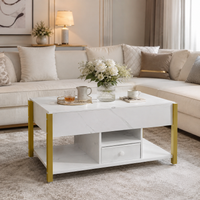 Table basse relevable extensible effet marbre blanche – 4 en 1, relevable & extensible 2