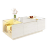 Table basse moderne en verre avec LED et rangements – LED Bluetooth 16 couleurs