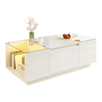 Table basse moderne en verre avec LED et rangements – LED Bluetooth 16 couleurs 1