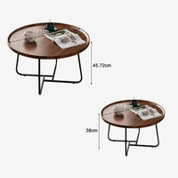 Table basse gigogne ronde en bois de noyer – Pieds métal noir, 2 tables 5