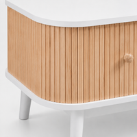 Table basse en bois et rotin avec rangements – Cannage & rangements fermés 5