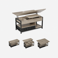 Table basse relevable extensible grise avec rangements – Plateau relevable, 4 à 6 couverts 3