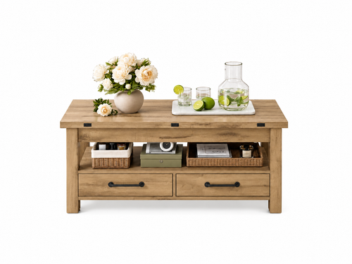 Table basse relevable extensible 3 en 1 – Bureau & table à manger, 6 convives