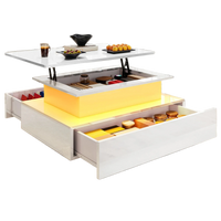 Table basse relevable moderne avec LED et tiroirs – Plateau relevable & LED 16 couleurs 1
