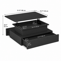 Table basse relevable rectangulaire bois avec éclairage LED – Plateau relevable & LED 4