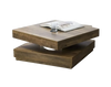 Table basse carrée avec plateau pivotant et plateau inférieur – Rangement modulable