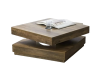 Table basse carrée avec plateau pivotant et plateau inférieur – Rangement modulable 1