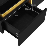 Table basse carrée noire et dorée avec rangements design – Accents dorés & 2 tiroirs 8