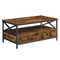 Table basse bois rectangulaire avec rangement style campagne – 2 tiroirs & compartiment 1