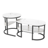 Table basse gigogne ronde et ovale avec rangement – Effet marbre, 2 tables