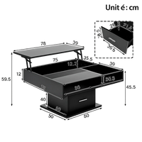 Table basse relevable extensible avec vitrine et LED – Plateau relevable & LED connectée 5