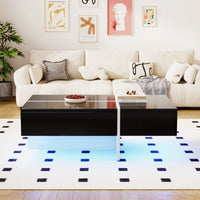 Table basse design noire et blanche avec LED – 3 tiroirs & LED connectée 4