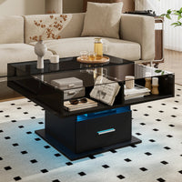 Table basse relevable extensible avec vitrine et LED – Plateau relevable & LED connectée 2