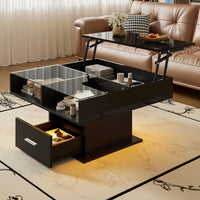 Table basse relevable extensible avec vitrine et LED – Plateau relevable & LED connectée 4
