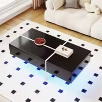 Table basse design noire et blanche avec LED – 3 tiroirs & LED connectée 2