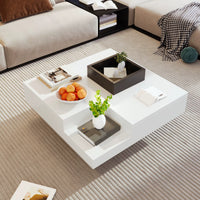 Table basse carrée avec LED et rangement amovible – Coffre amovible & LED 2