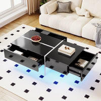Table basse design noire et blanche avec LED – 3 tiroirs & LED connectée 3