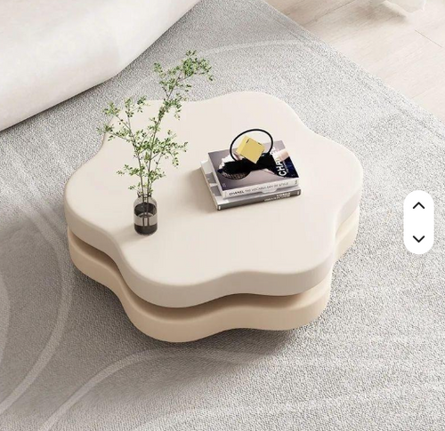 Table Basse NUVOLA™ – Design Fleur Rotatif Blanc Crème