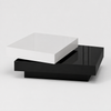 Table basse pivotante moderne à double plateau – Noir & blanc laqué, rangement 2 niveaux