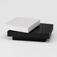 Table basse pivotante moderne à double plateau – Noir & blanc laqué, rangement 2 niveaux 1