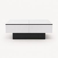 Table basse rectangulaire extensible avec rangements noire et blanche – Plateau extensible 1