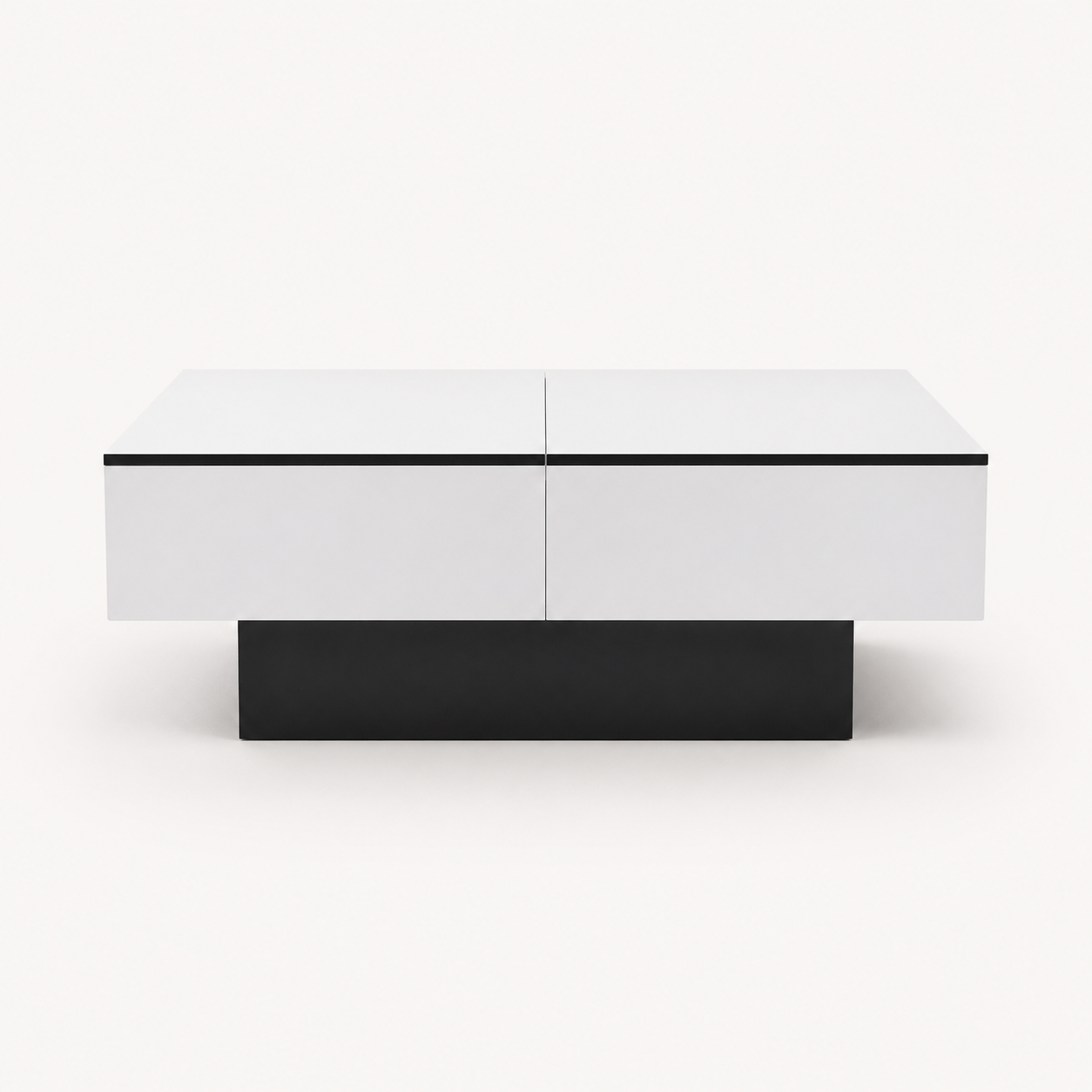 Table basse rectangulaire extensible avec rangements noire et blanche – Plateau extensible