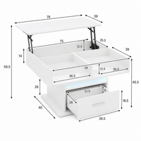 Table basse relevable avec LED et rangement – Plateau relevable & LED Bluetooth 7