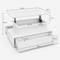 Table basse relevable moderne avec LED et tiroirs – Plateau relevable & LED 16 couleurs 6
