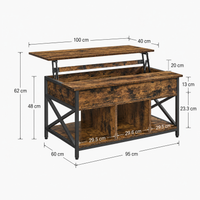 Table basse relevable bois et métal avec rangement – Plateau relevable & rangement caché 5