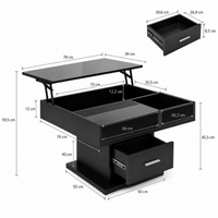Table basse relevable extensible avec vitrine et LED – Plateau relevable & LED connectée 7