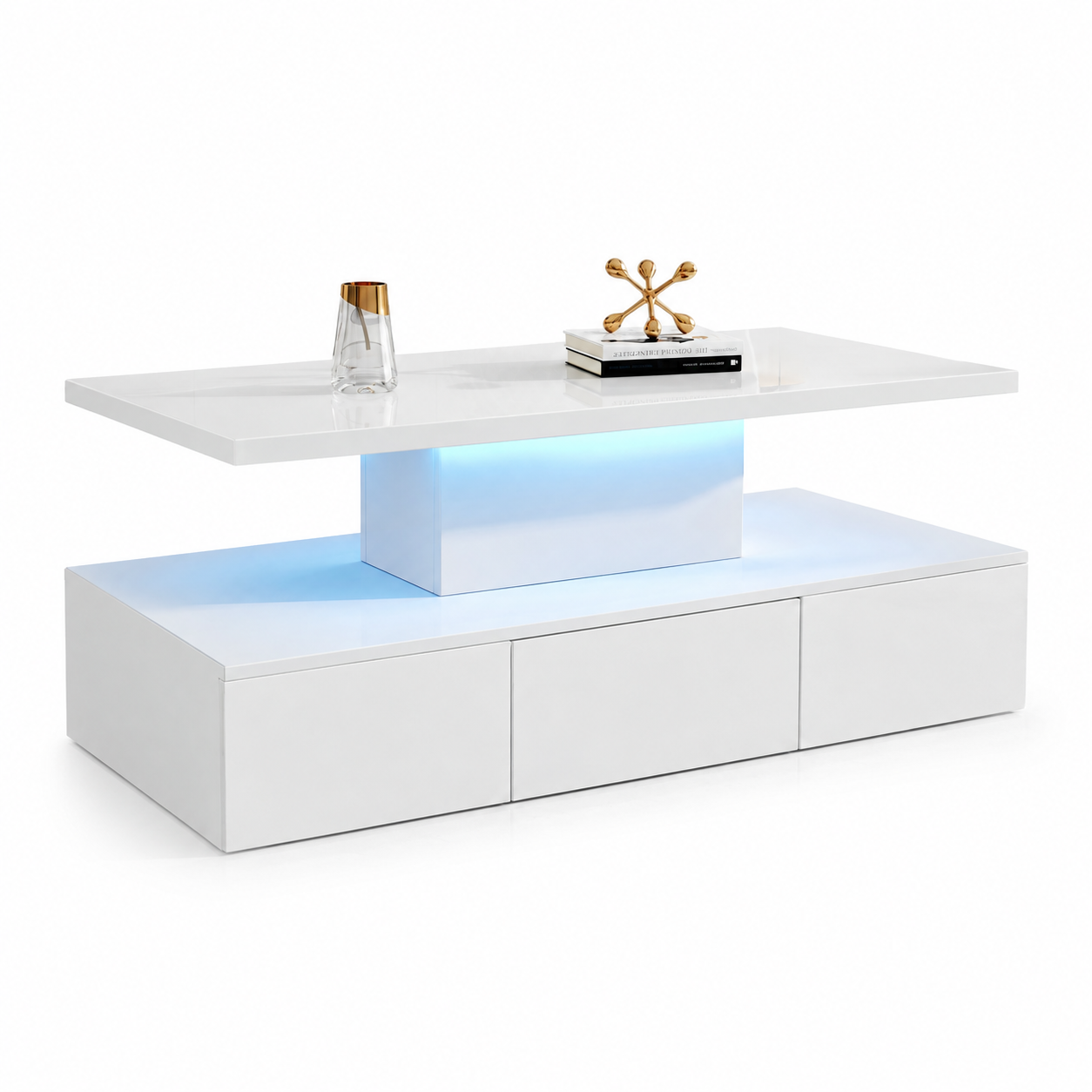 Table basse à double plateau avec LED – Double plateau & LED 16 couleurs