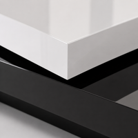 Table basse pivotante moderne à double plateau – Noir & blanc laqué, rangement 2 niveaux 5