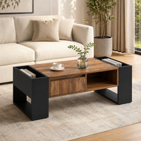 Table basse en bois rectangulaire design avec tiroir et rangements – Rangement intégré 2