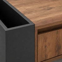Table basse en bois rectangulaire design avec tiroir et rangements – Rangement intégré 6