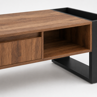 Table basse en bois rectangulaire design avec tiroir et rangements – Rangement intégré 5