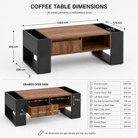 Table basse en bois rectangulaire design avec tiroir et rangements – Rangement intégré 7