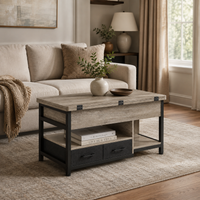 Table basse relevable extensible grise avec rangements – Plateau relevable, 4 à 6 couverts 4