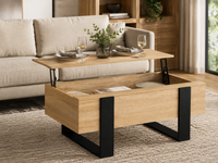Table basse relevable en bois et noir style industriel – plateau relevable et rangement 3