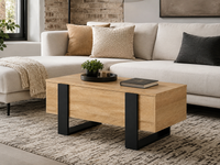 Table basse relevable en bois et noir style industriel – plateau relevable et rangement 4
