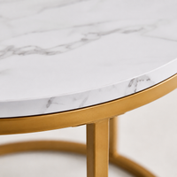 Table basse gigogne ronde effet marbre blanc et métal doré – 2 tables 5