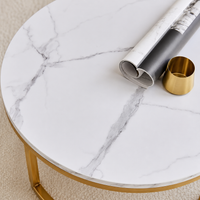 Table basse gigogne ronde effet marbre blanc et métal doré – 2 tables 6