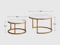 Table basse gigogne ronde effet marbre blanc et métal doré – 2 tables 7