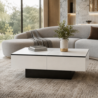 Table basse rectangulaire extensible avec rangements noire et blanche – Plateau extensible 2