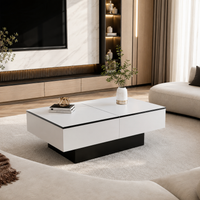 Table basse rectangulaire extensible avec rangements noire et blanche – Plateau extensible 4