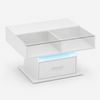 Table basse relevable avec LED et rangement – Plateau relevable & LED Bluetooth