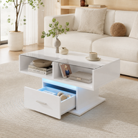 Table basse relevable avec LED et rangement – Plateau relevable & LED Bluetooth 4