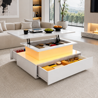 Table basse relevable moderne avec LED et tiroirs – Plateau relevable & LED 16 couleurs 3