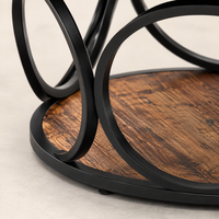 Table basse ronde bois avec rangement à 2 niveaux au style rustique – Bois & métal 5