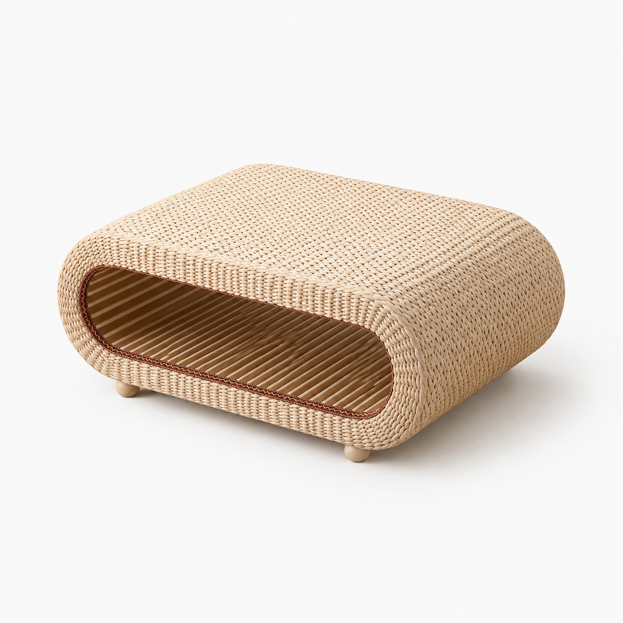 Table basse ovale en rotin naturel pour salon et espace détente – Osier tressé